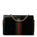Suede Patent GG Web Small Ophidia Chain Shoulder Bag Black