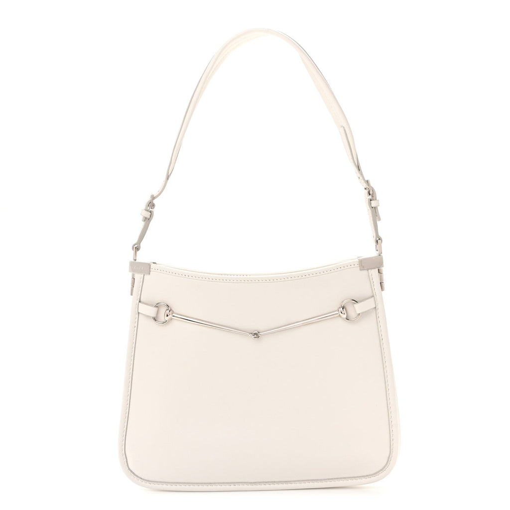 Calfskin Horsebit Slim Shoulder Bag White