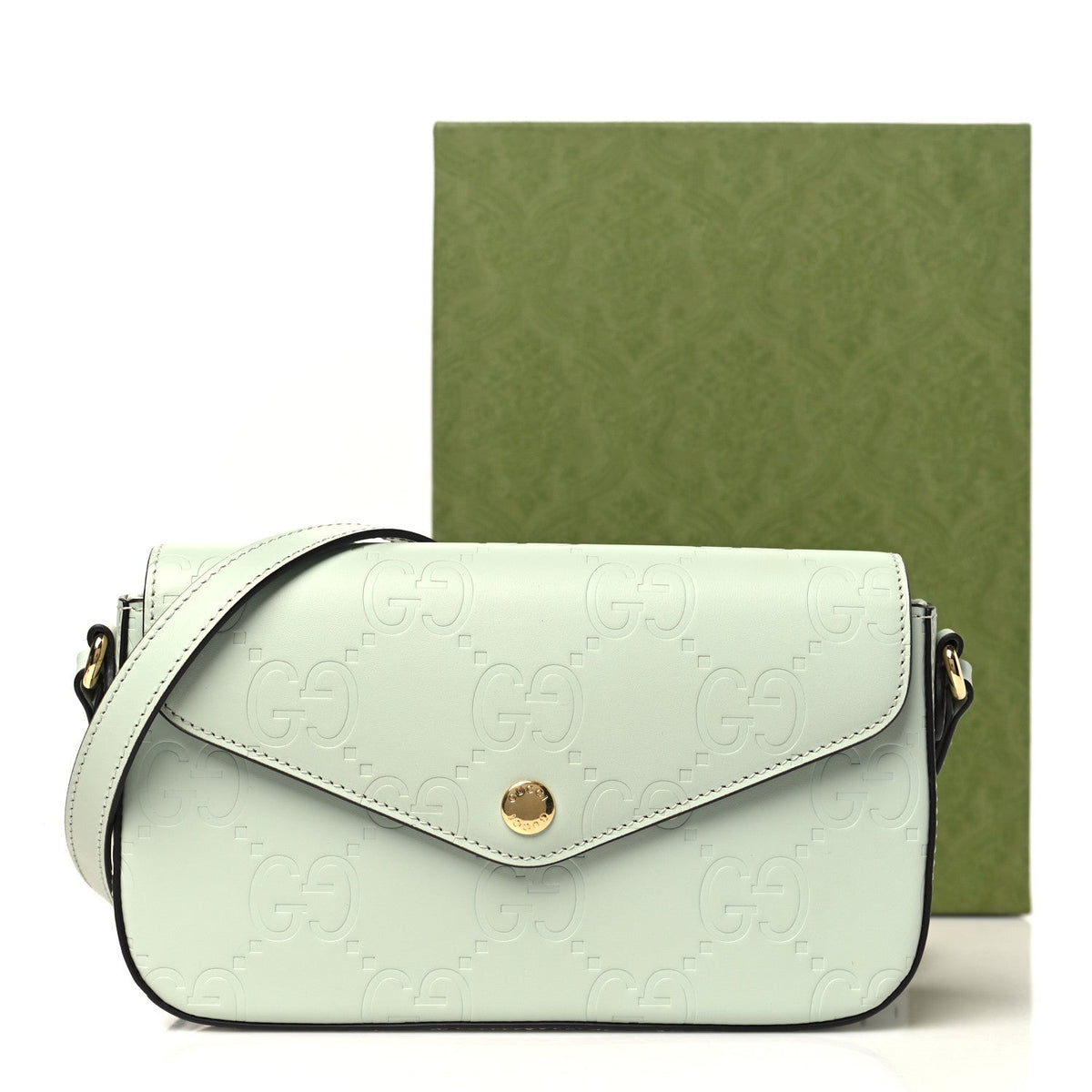 Calfskin GG Super Mini Shoulder Bag Pale Green