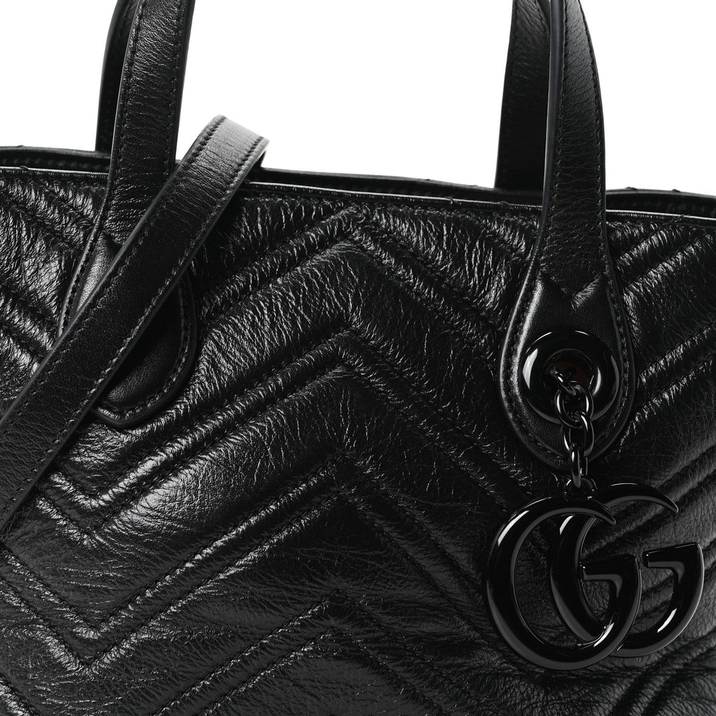 Nappa Chevron Matelasse Small GG Marmont Tote Bag Black