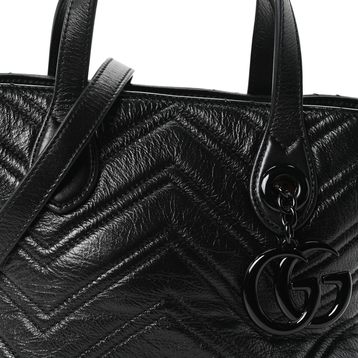 Nappa Chevron Matelasse Small GG Marmont Tote Bag Black