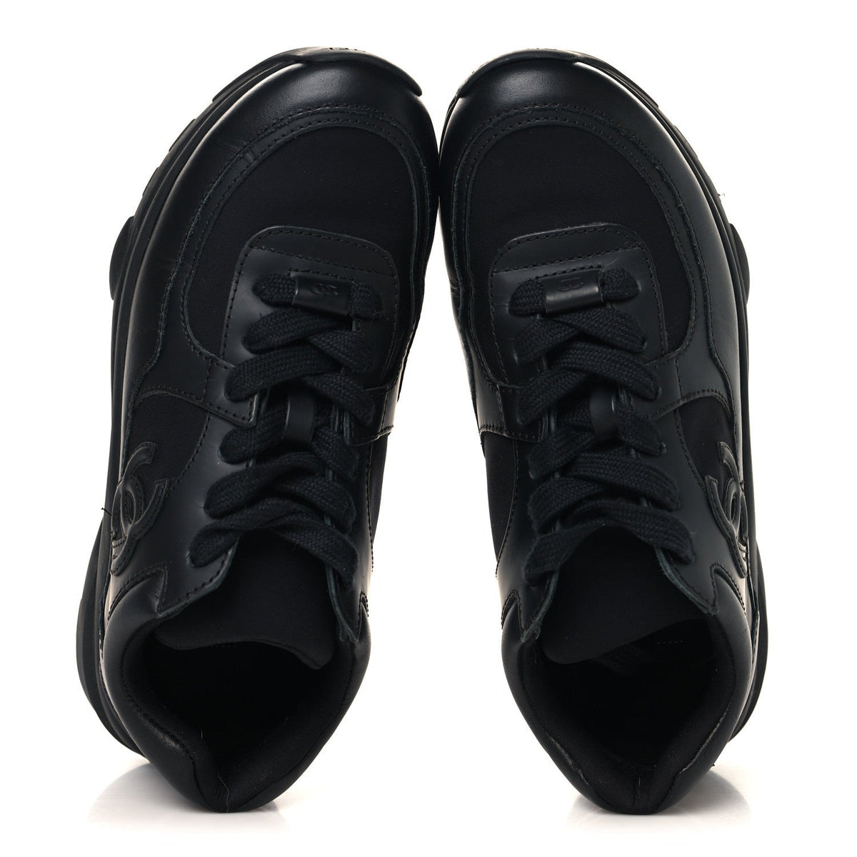 Lambskin Fabric CC Uniform Sneakers 37 Black