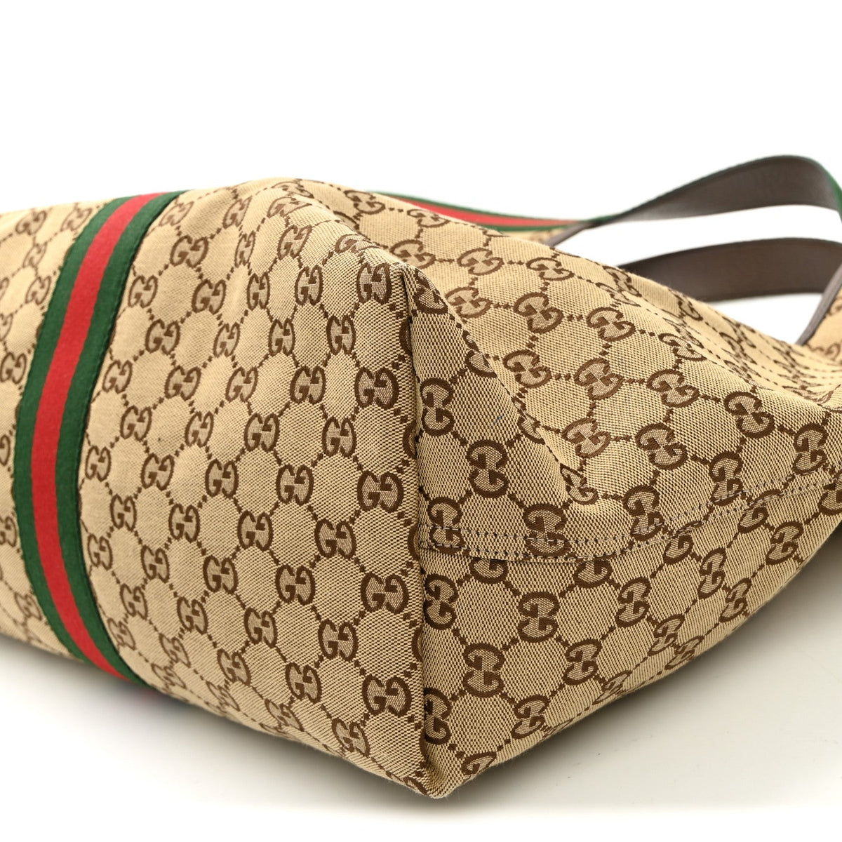 GG Monogram Web Large Giglio Tote Beige Brown