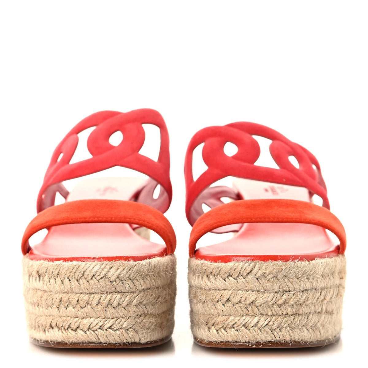 Suede Goatskin Ithea 30 Espadrille Wedge Sandals 39 Rouge Cinetique Orange Capucine