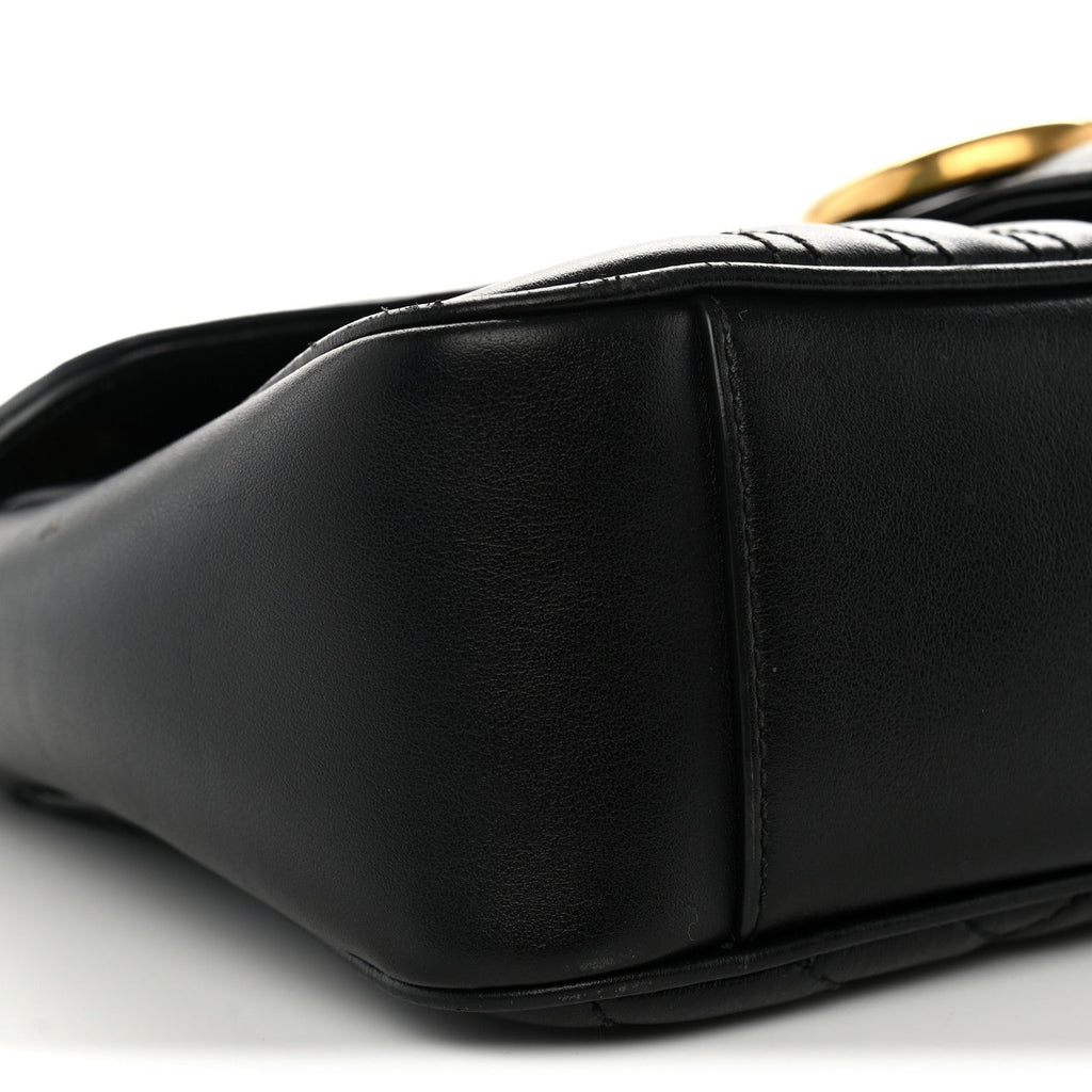 Calfskin Matelasse Small GG Marmont Shoulder Bag Black