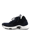 Knit Fabric Suede Calfskin Womens CC Sneakers 38 Navy Black