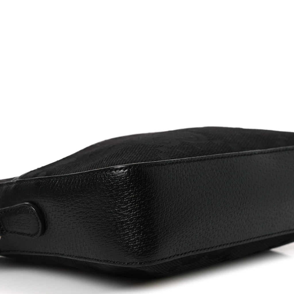 Monogram Jumbo GG Textured Dollar Calfskin Web Messenger Shoulder Bag Black