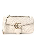 Lambskin Matelasse Medium GG Marmont Shoulder Bag White