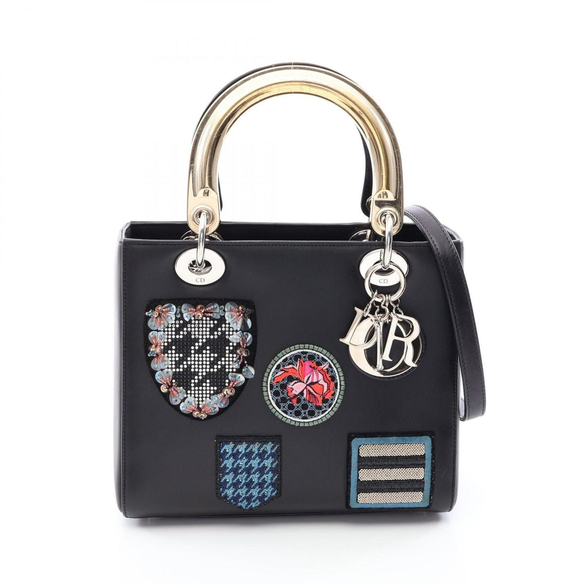 Dior Handbag Lady Dior 2-Way Black Multi Leather Tote
