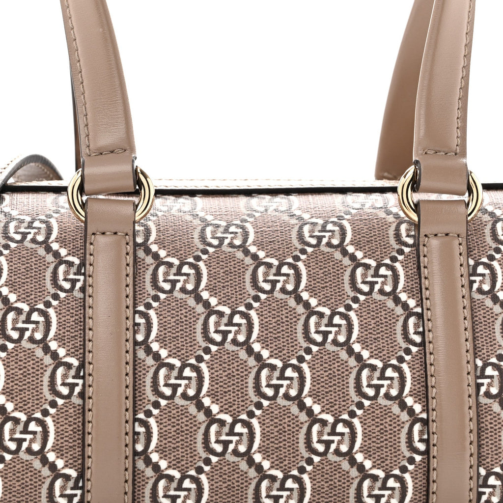 GG Shadow Monogram Top Handle Bowler Bag Rocky Ebony Grey White Rocky