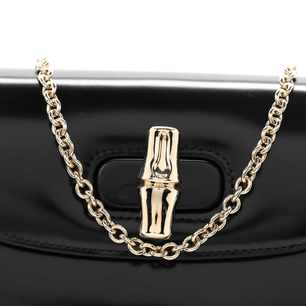 Shiny Calfskin Small Bamboo Night Bag Black