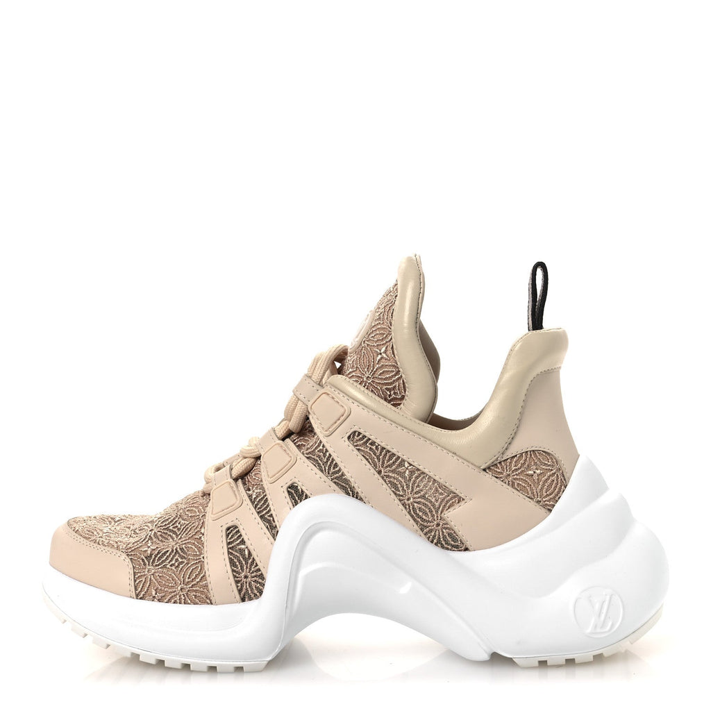 Fabric Embroidered Calfskin LV Archlight Sneakers 37 Nude