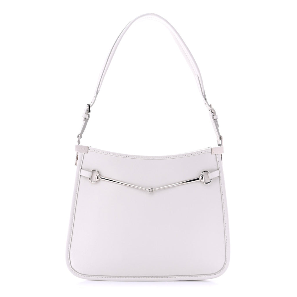 Calfskin Horsebit Slim Shoulder Bag White