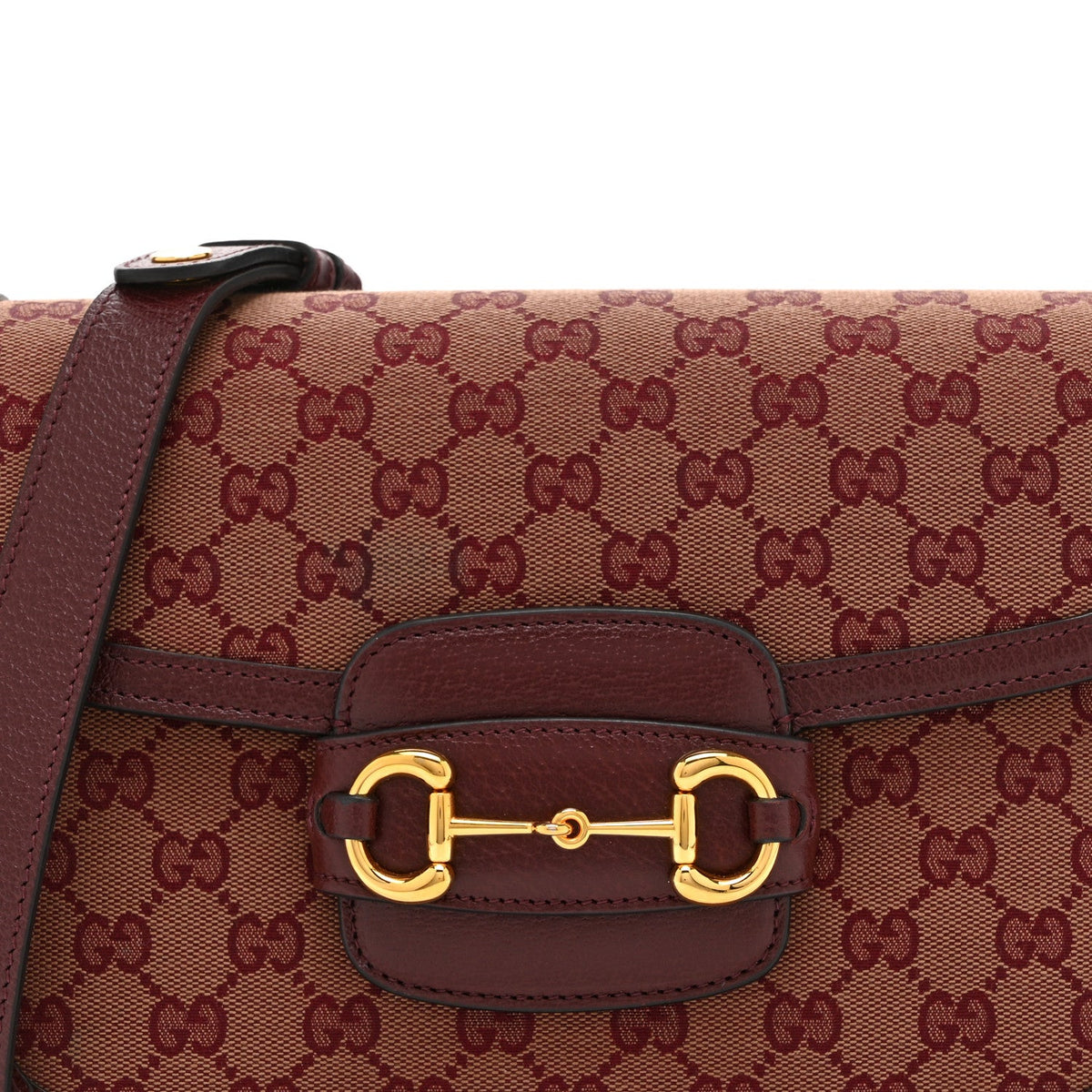 Monogram Textured Dollar Calfskin Horsebit 1955 Shoulder Bag Sahara Rubino Chardonnay