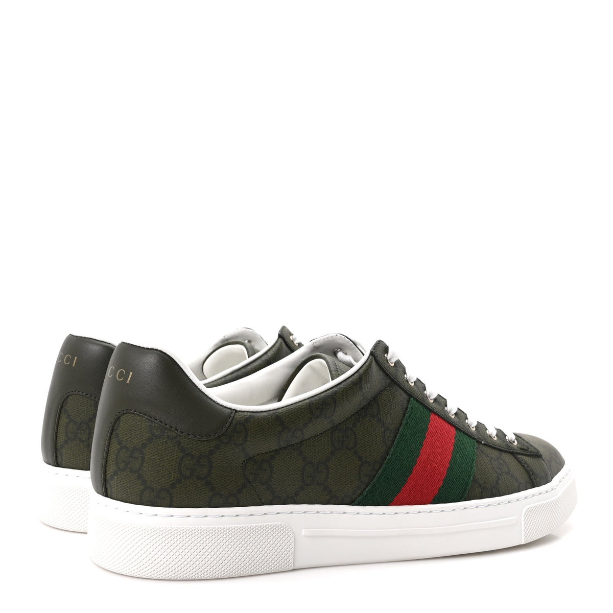 GG Supreme Monogram Web Mens New Ace Sneakers 9 Green