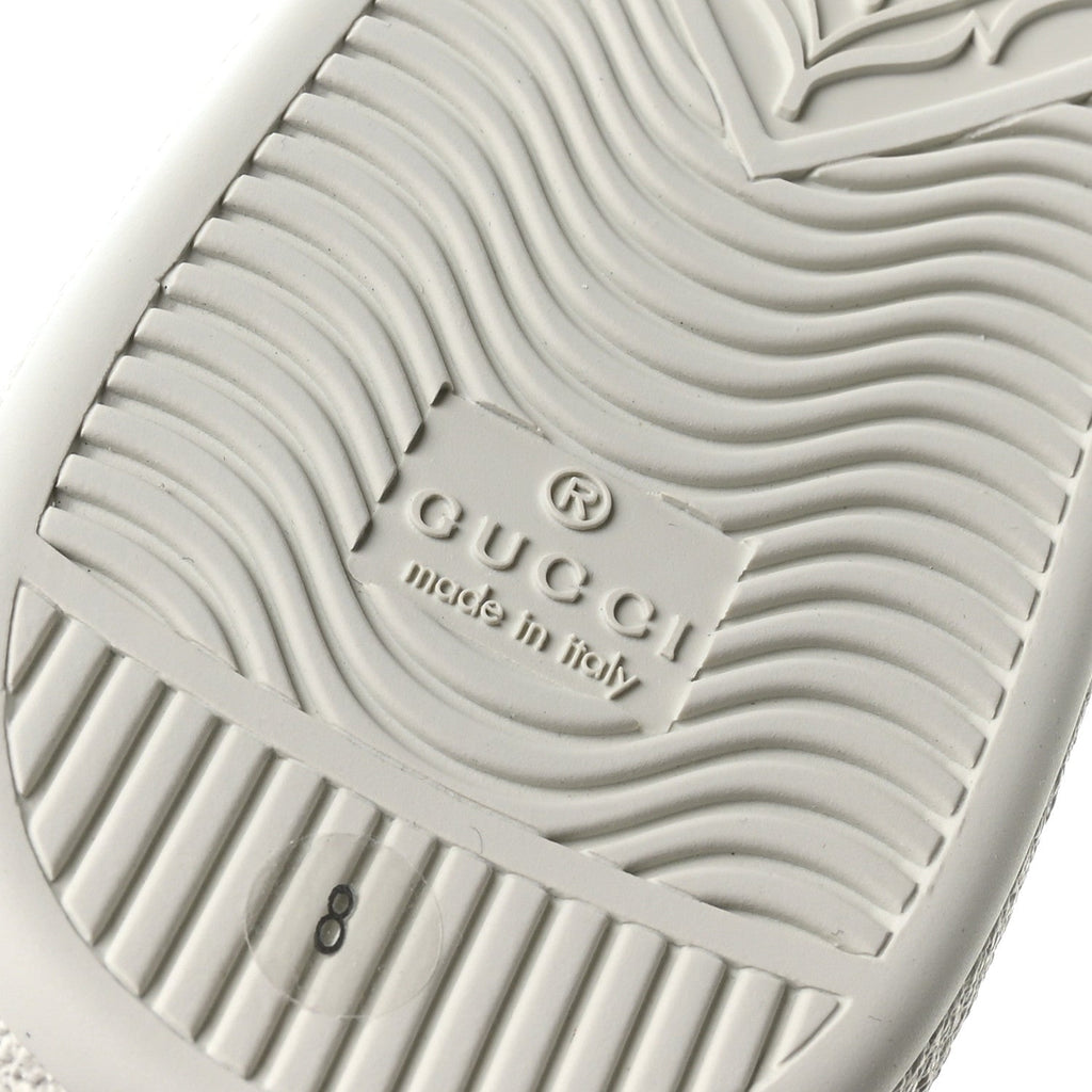 Calfskin GG Tennis Embossed Mens Ace Sneakers 8 Mystic White
