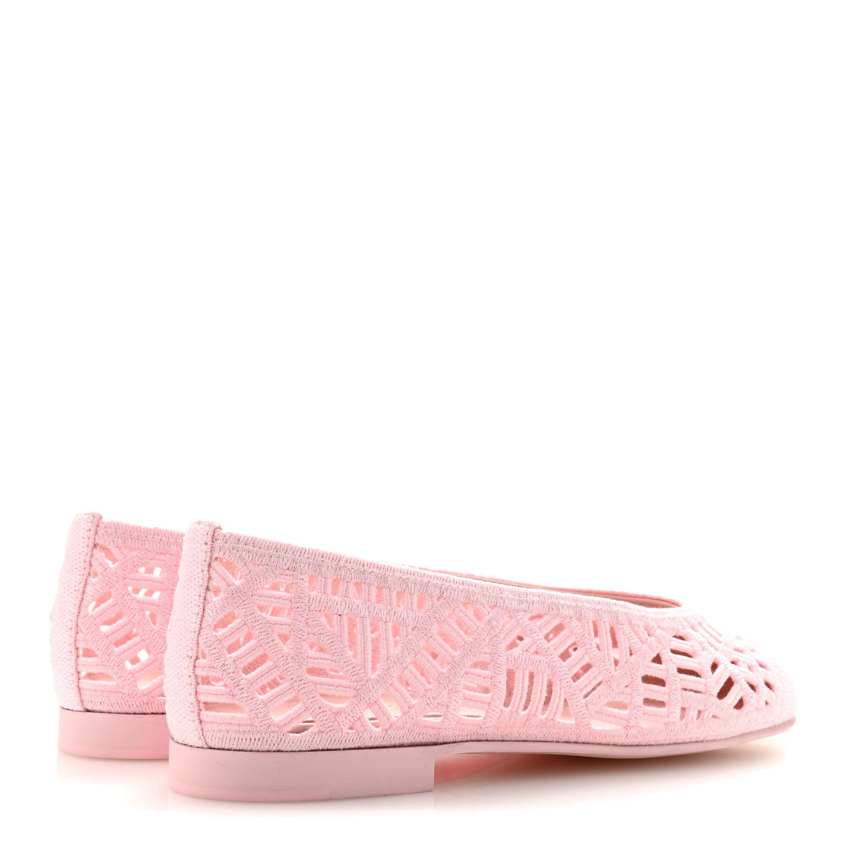 Cotton Embroidered Cap Toe Ballet Flats 38 Light Pink