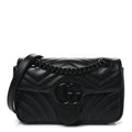 Calfskin Matelasse Monochrome Mini GG Marmont Shoulder Bag Black