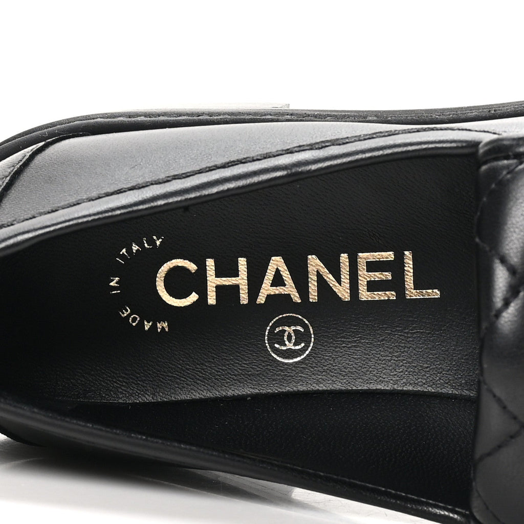 Lambskin Quilted CC Turnlock Loafers 35.5 Black