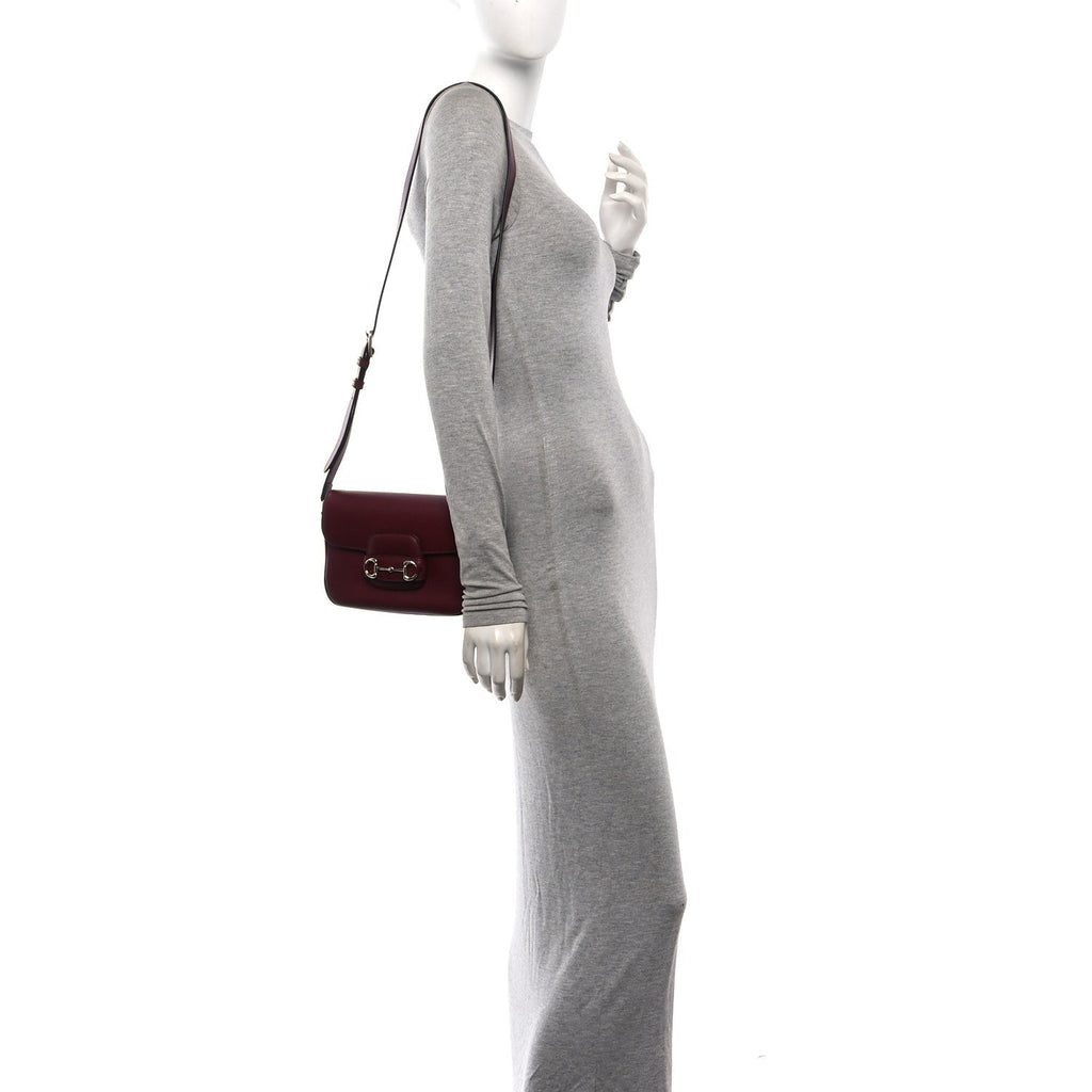 Arabella Calfskin Horsebit 1955 Soft Small Shoulder Bag Rosso Ancora