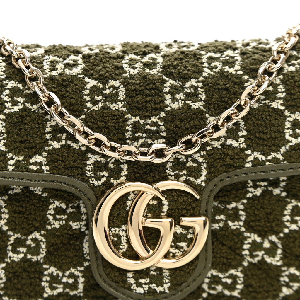 Tweed GG Monogram Mini GG Marmont Shoulder Bag Green