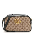 Monogram Matelasse Diagonal Small GG Marmont Chain Shoulder Bag Beige Black