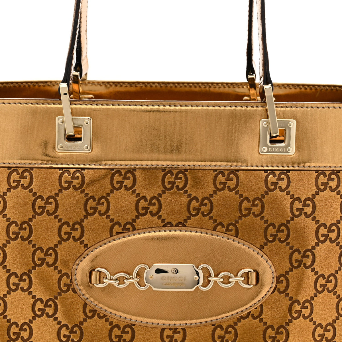 Metallic Guccissima Large Punch Tote Bronze