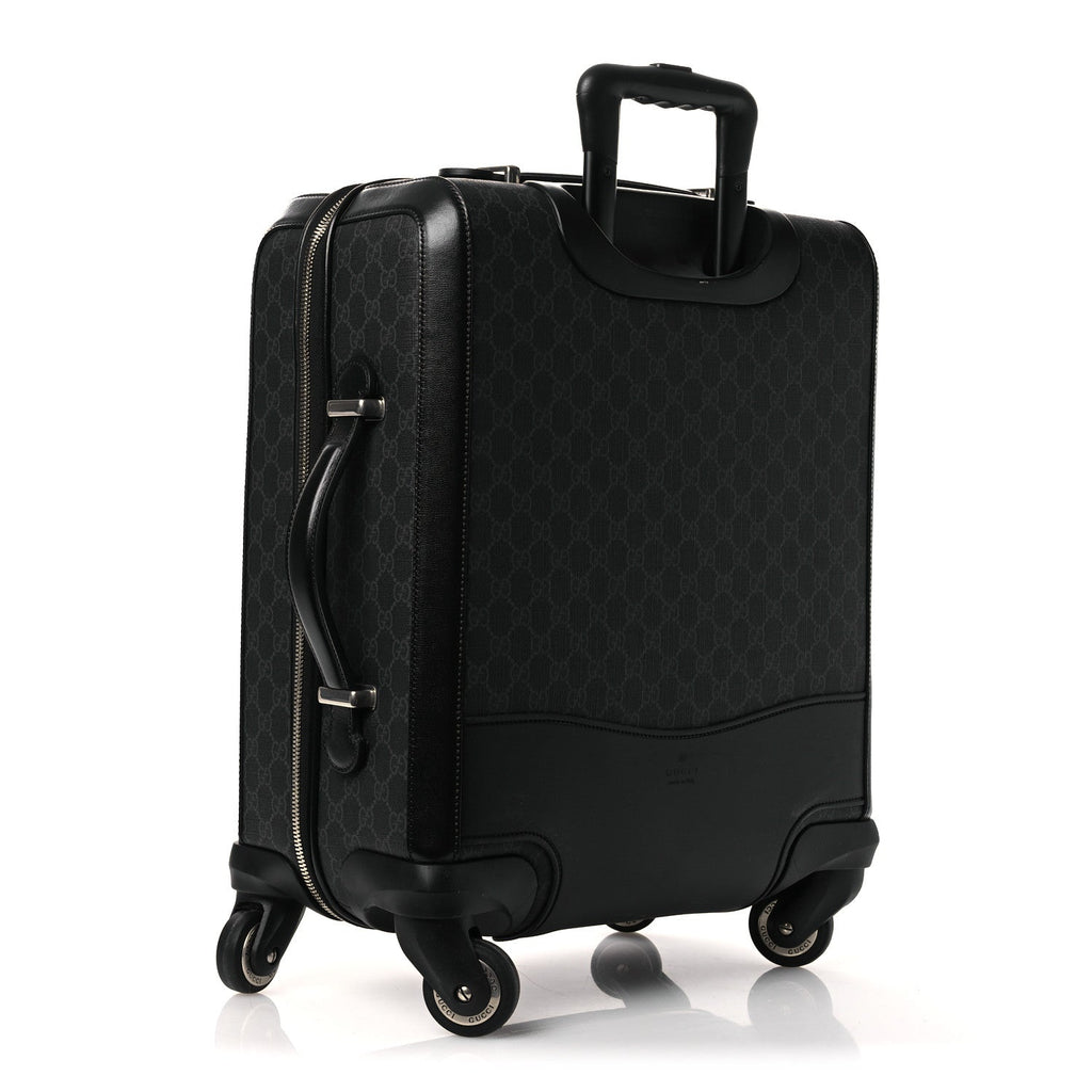 GG Supreme Monogram Four Wheel Suitcase Black Grey