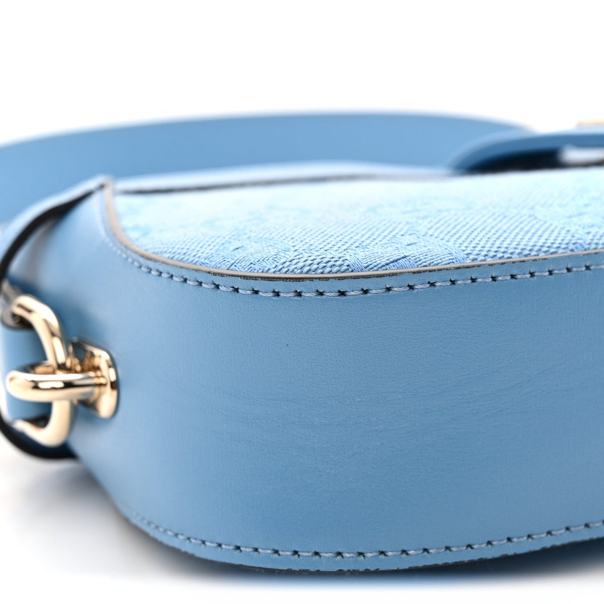 Calfskin Monogram Mini Moon Side Shoulder Bag Blue Blue Blue