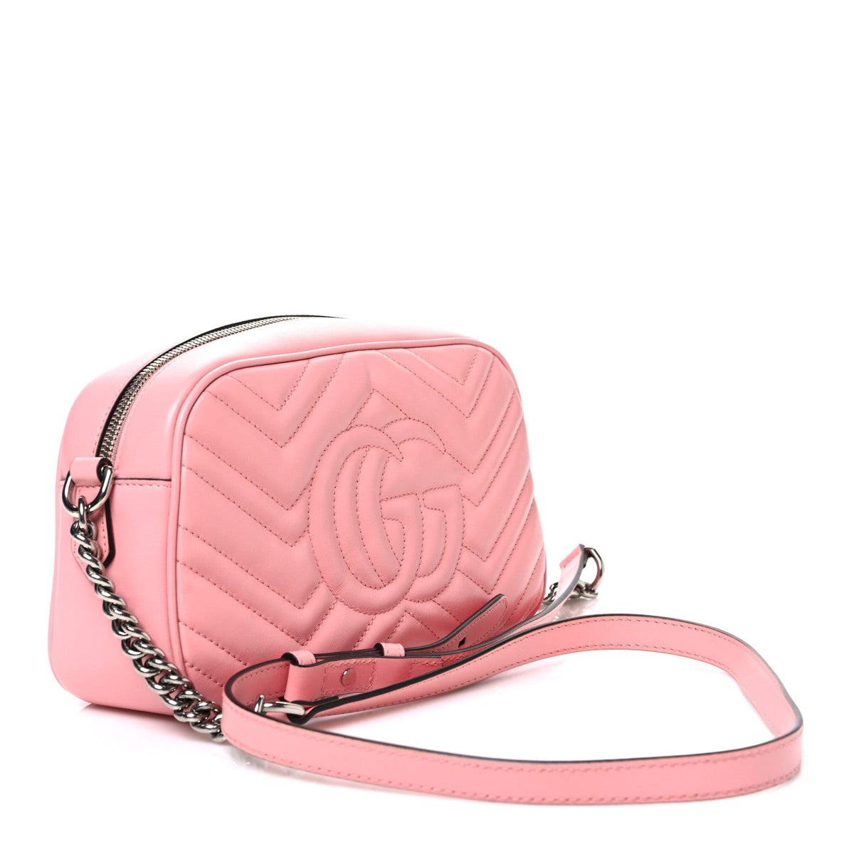 Calfskin Matelasse Small GG Marmont Chain Shoulder Bag Wild Rose