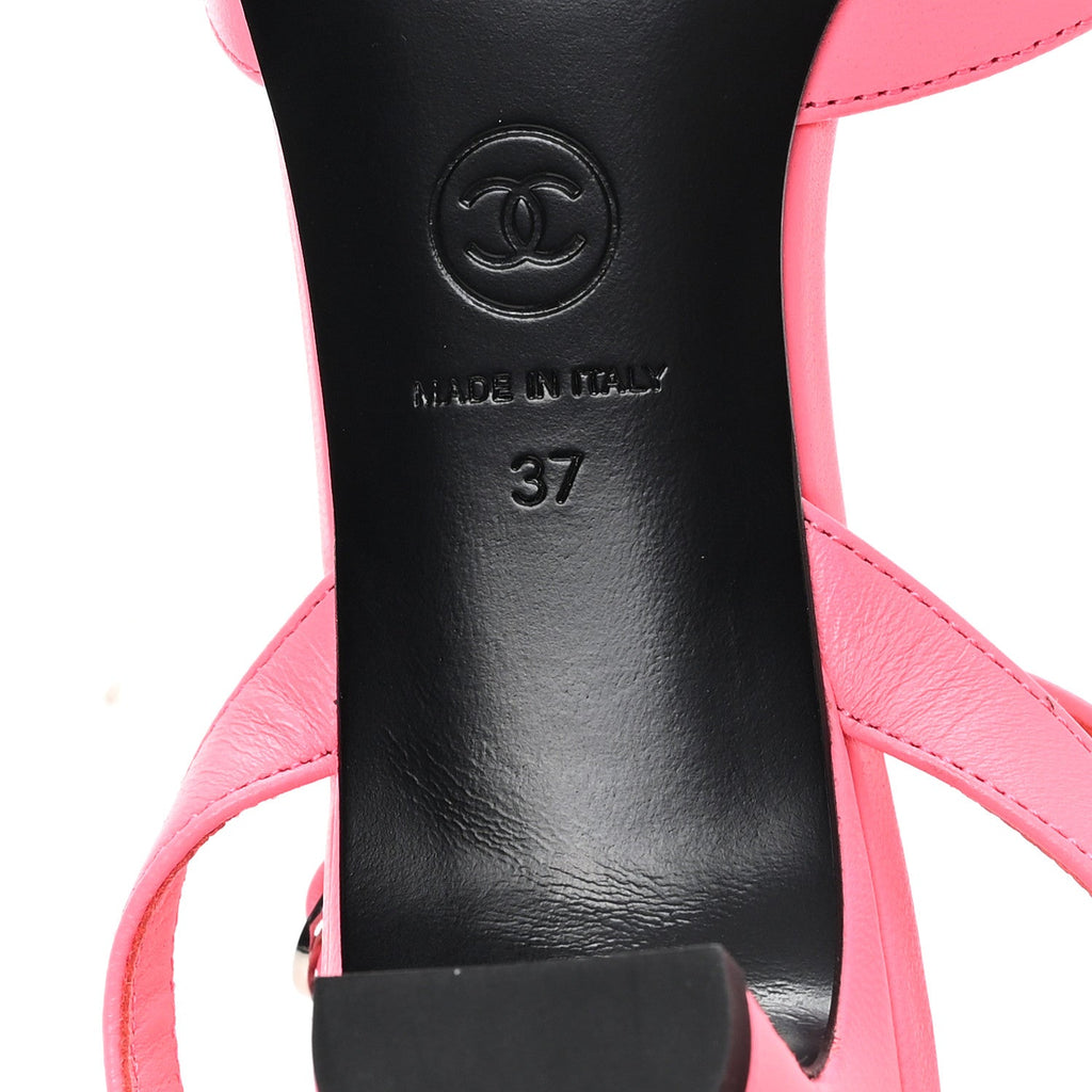Lambskin Grosgrain Cap Toe CC Slingback Pumps 37 Coral Black