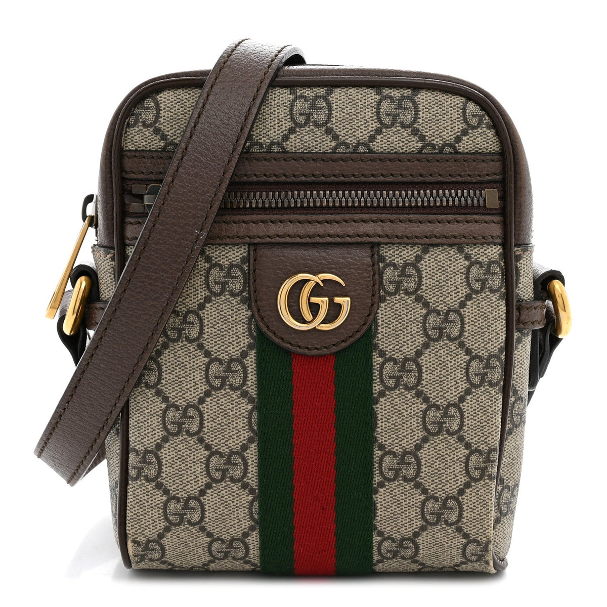 GG Supreme Monogram Web Mini Ophidia Messenger Brown