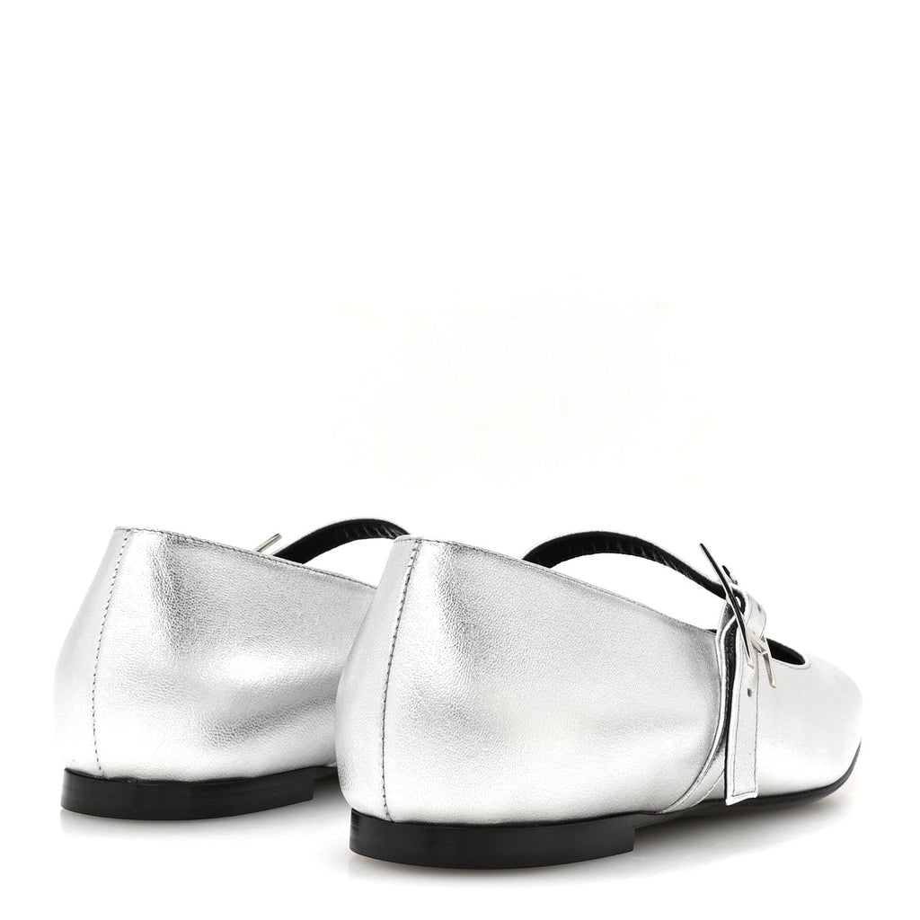 Metallic Goatskin Jane Ballet Flats 39 Gris Argente