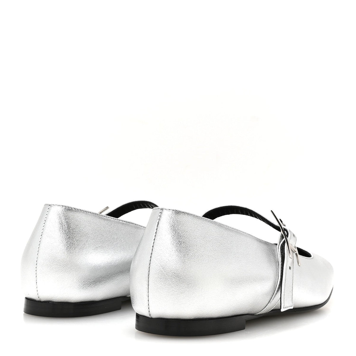 Metallic Goatskin Jane Ballet Flats 39 Gris Argente