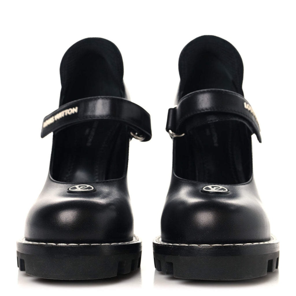 Calfskin Star Trail Ankle Pumps 35.5 Black