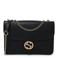 Dollar Calfskin Interlocking G Shoulder Bag Black