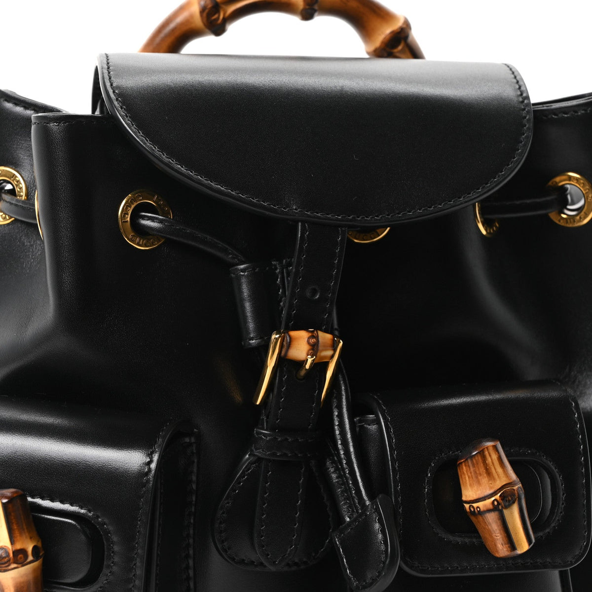 Calfskin Bamboo Backpack Black