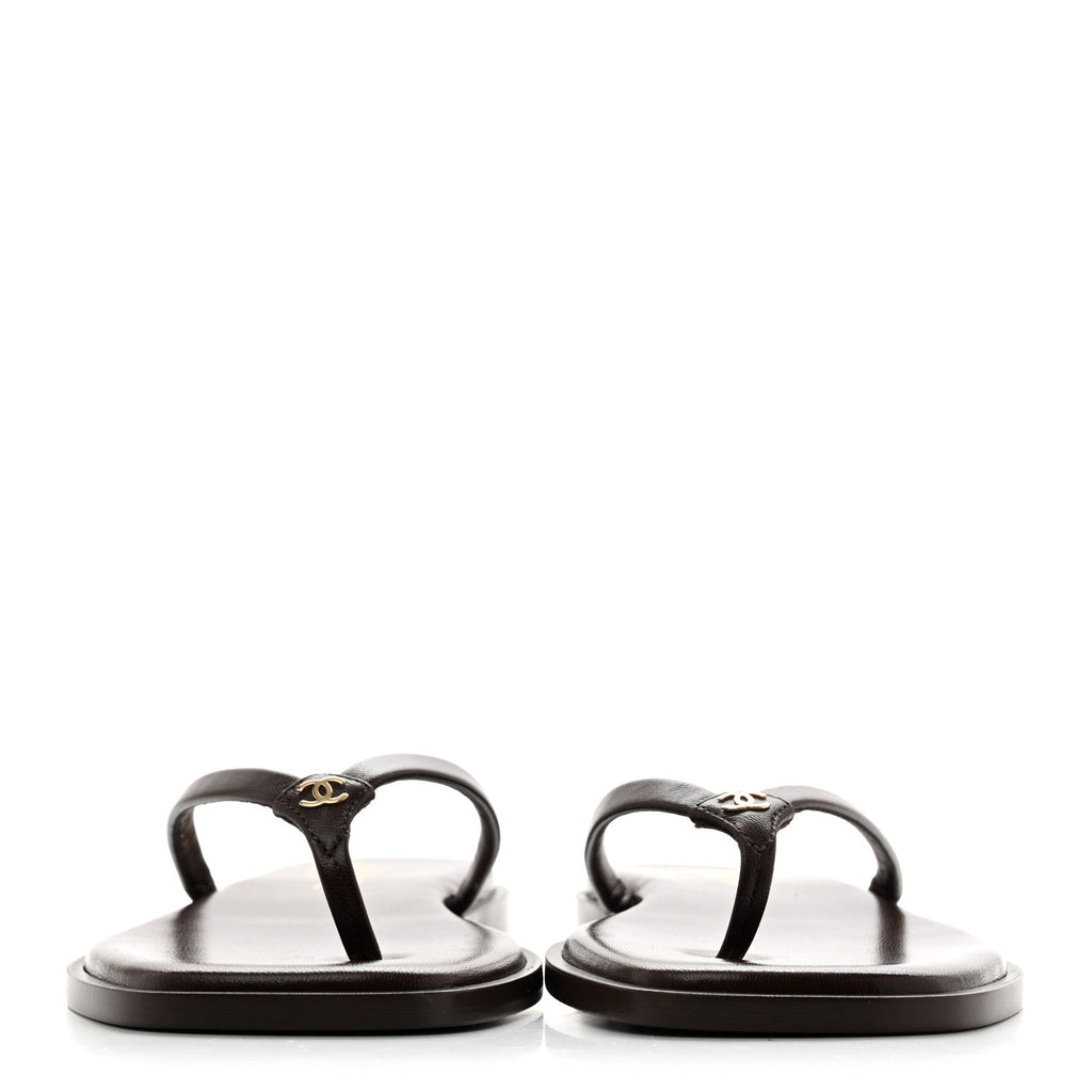 Goatskin Times Square Thong Sandals 39 Brown