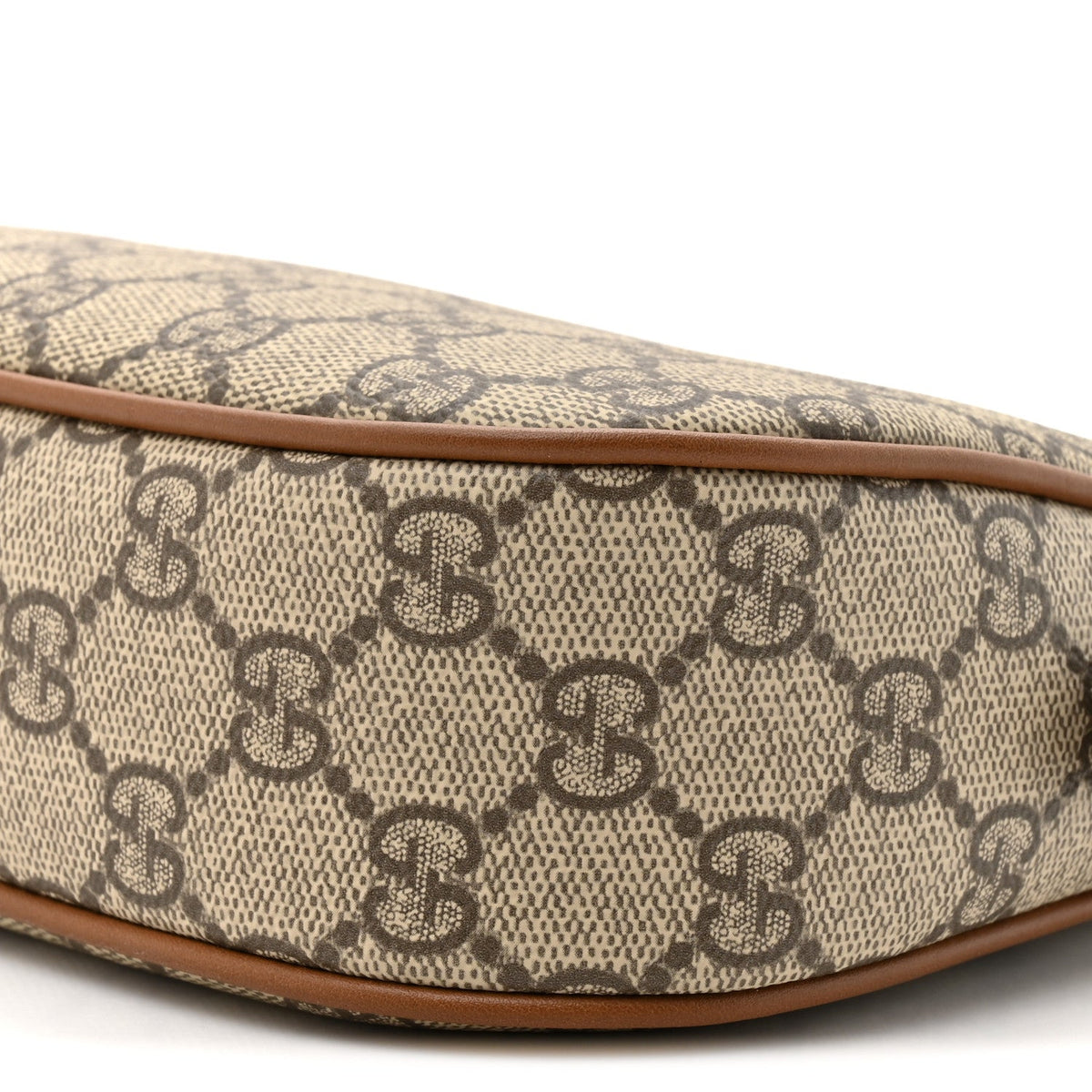 GG Supreme Monogram Textured Calfskin Small Emblem Shoulder Bag Beige Dark Brown