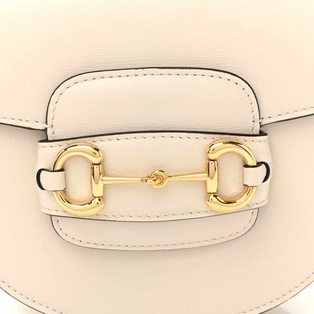 Azalea Calfskin Mini Horsebit 1955 Rounded Shoulder Bag Mystic White