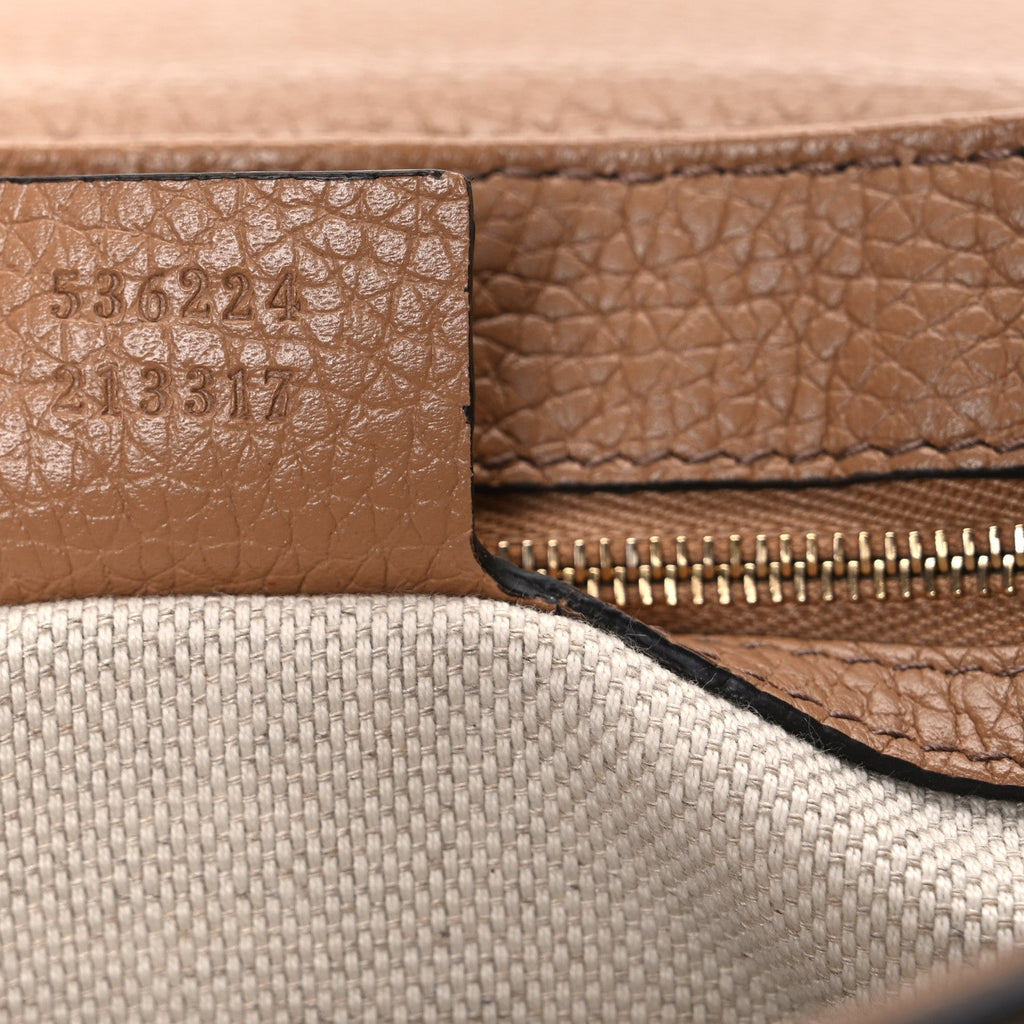 Pebbled Calfskin Medium Soho Flap Crossbody Camelia