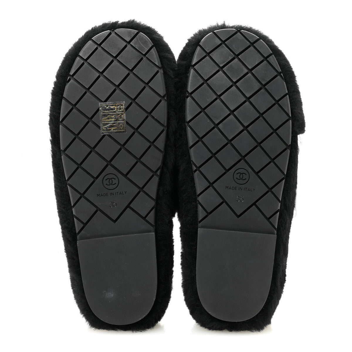 Shearling CC Flat Mules 35 Black