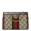 GG Supreme Monogram Textured Dollar Calfskin Web Mini Ophidia Chain Shoulder Bag Beige Ebony New Acero