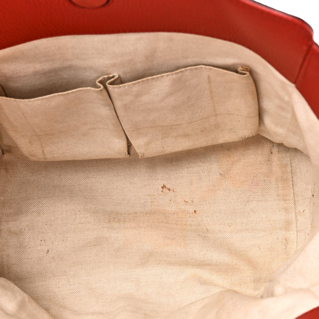 Dollar Calfskin Small Swing Tote Red