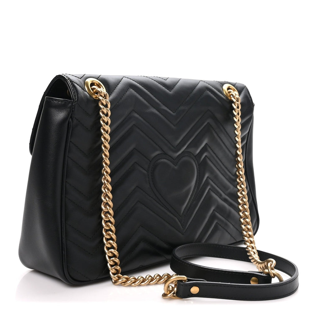 Calfskin Matelasse Medium GG Marmont Shoulder Bag Black