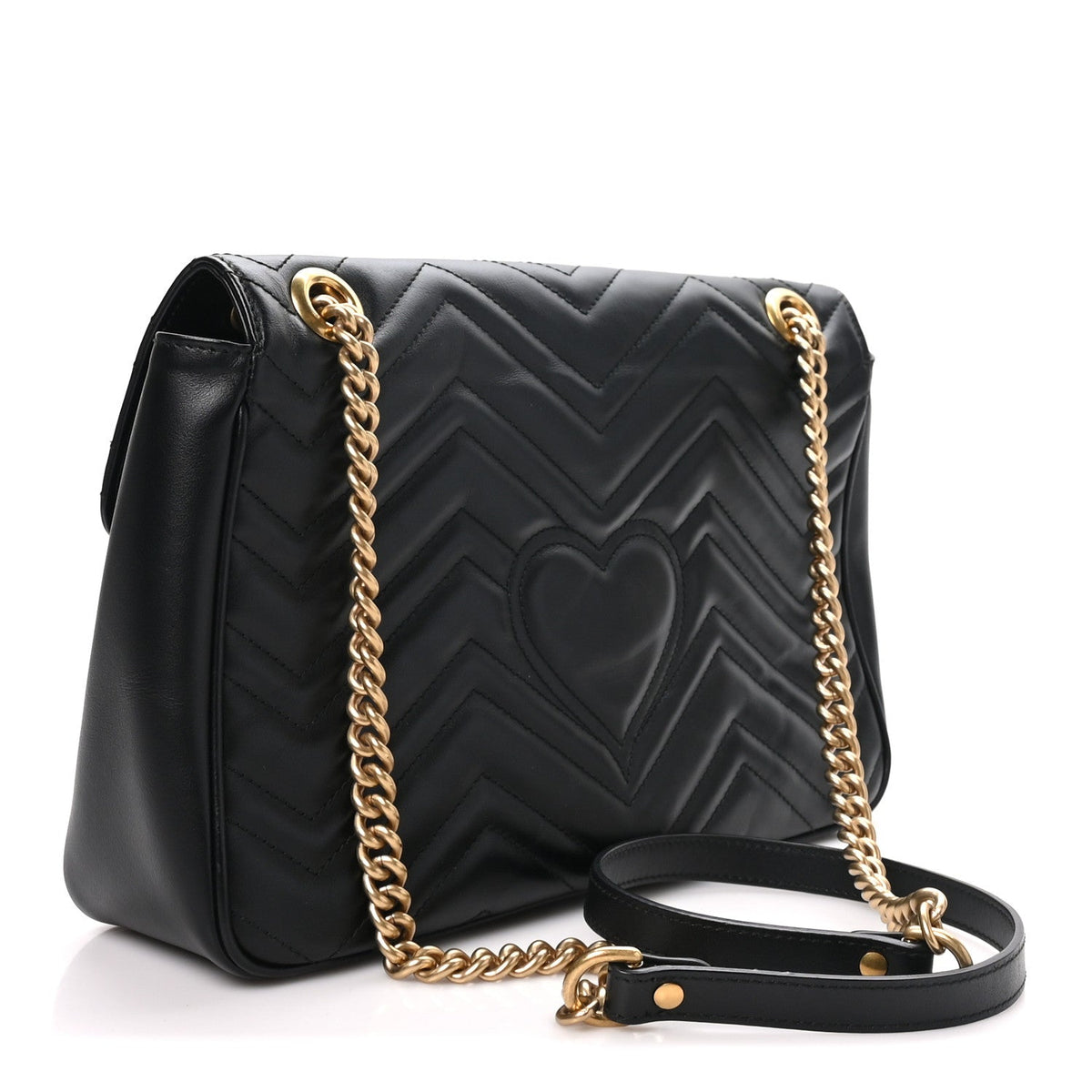 Calfskin Matelasse Medium GG Marmont Shoulder Bag Black