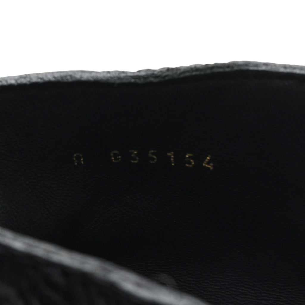 Shiny Calfskin Velvet Pearl Combat Short Boots 37.5 Black