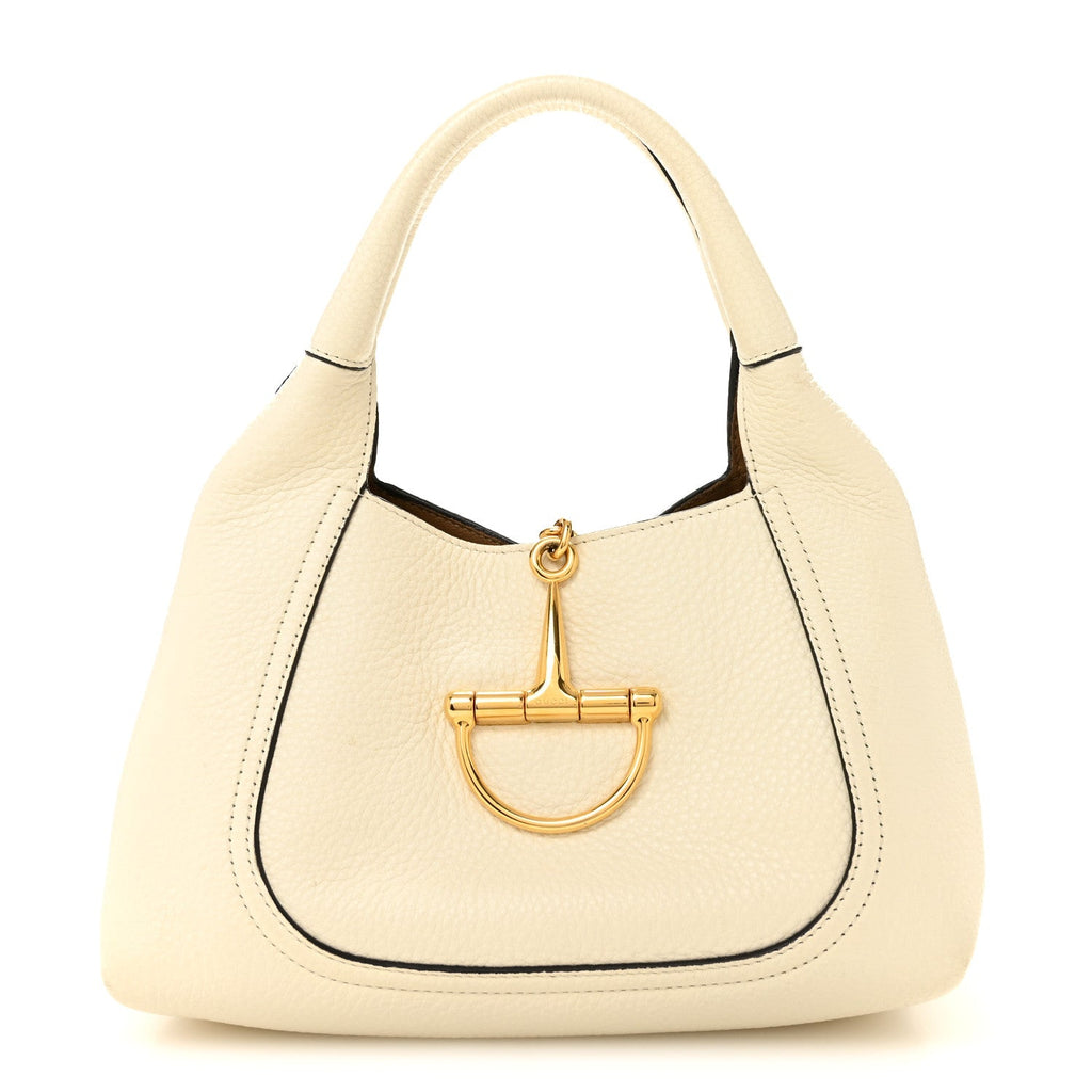 Grained Calfskin Softbit Medium Shoulder Bag White