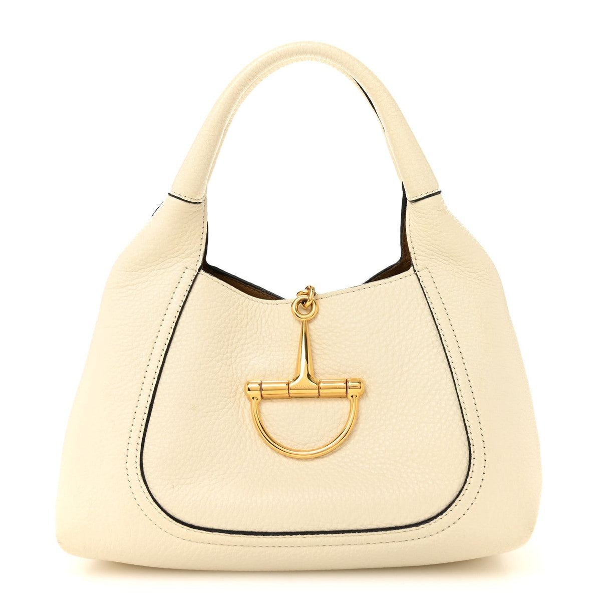 Grained Calfskin Softbit Medium Shoulder Bag White