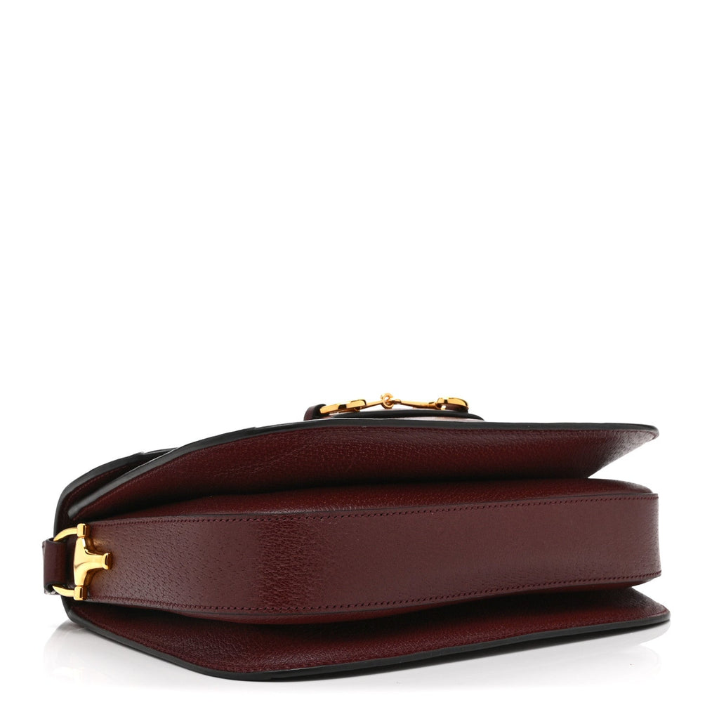 Monogram Textured Dollar Calfskin Horsebit 1955 Shoulder Bag Sahara Rubino Chardonnay